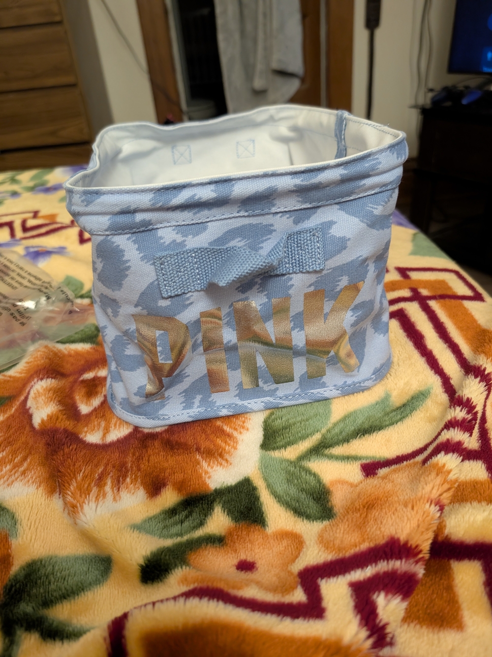 PINK Victoria's Secret Light Blue   Storage Bin SMALL